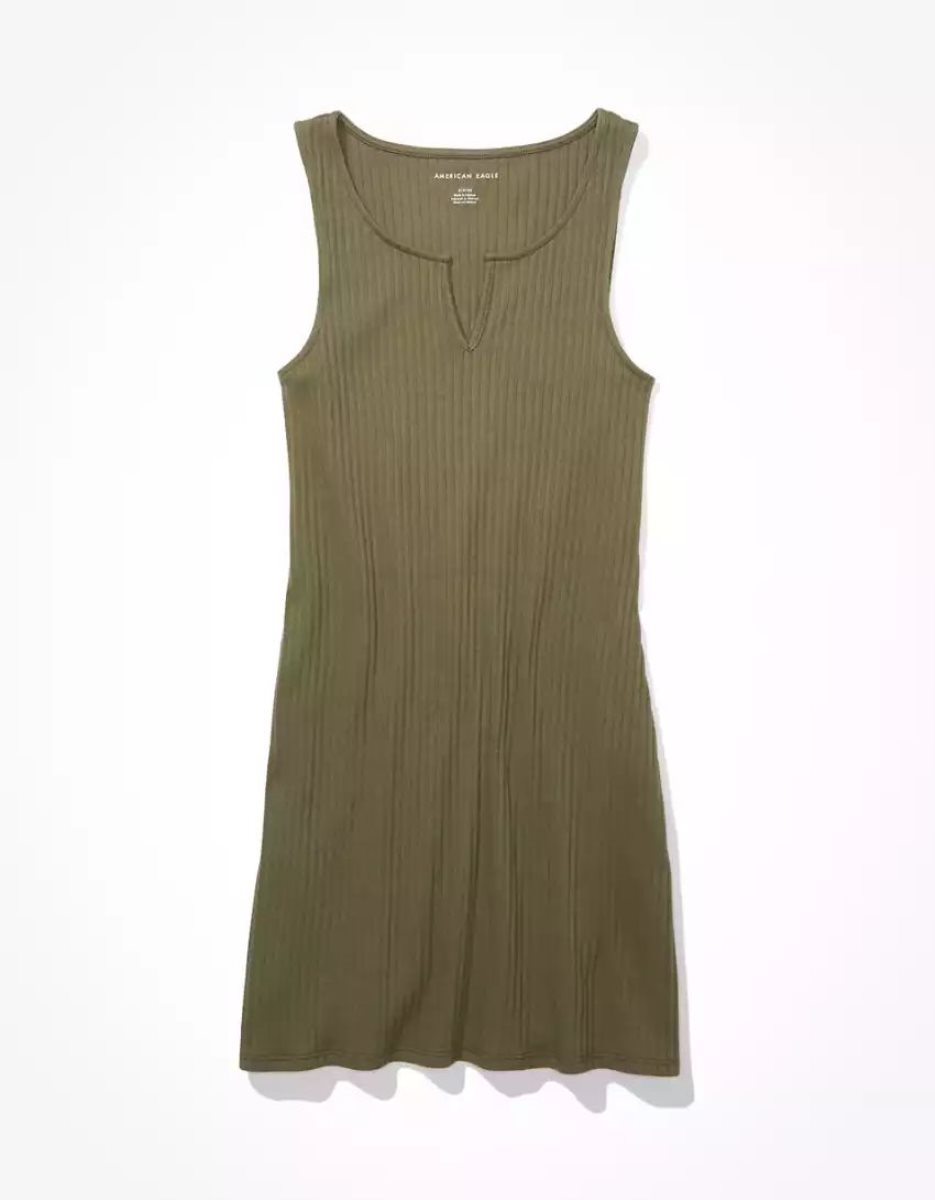 Mini Robe American Eagle AE Notch Neck Vert Olive Femme | PEN-45093391